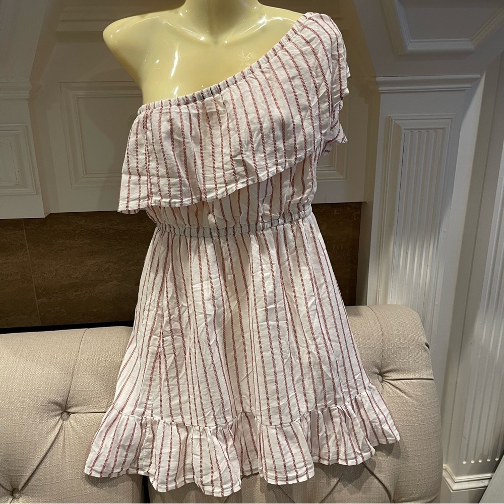 Bb DAKOTA Women's Sweet Tart One Shoulder Stripe Dress Sz L